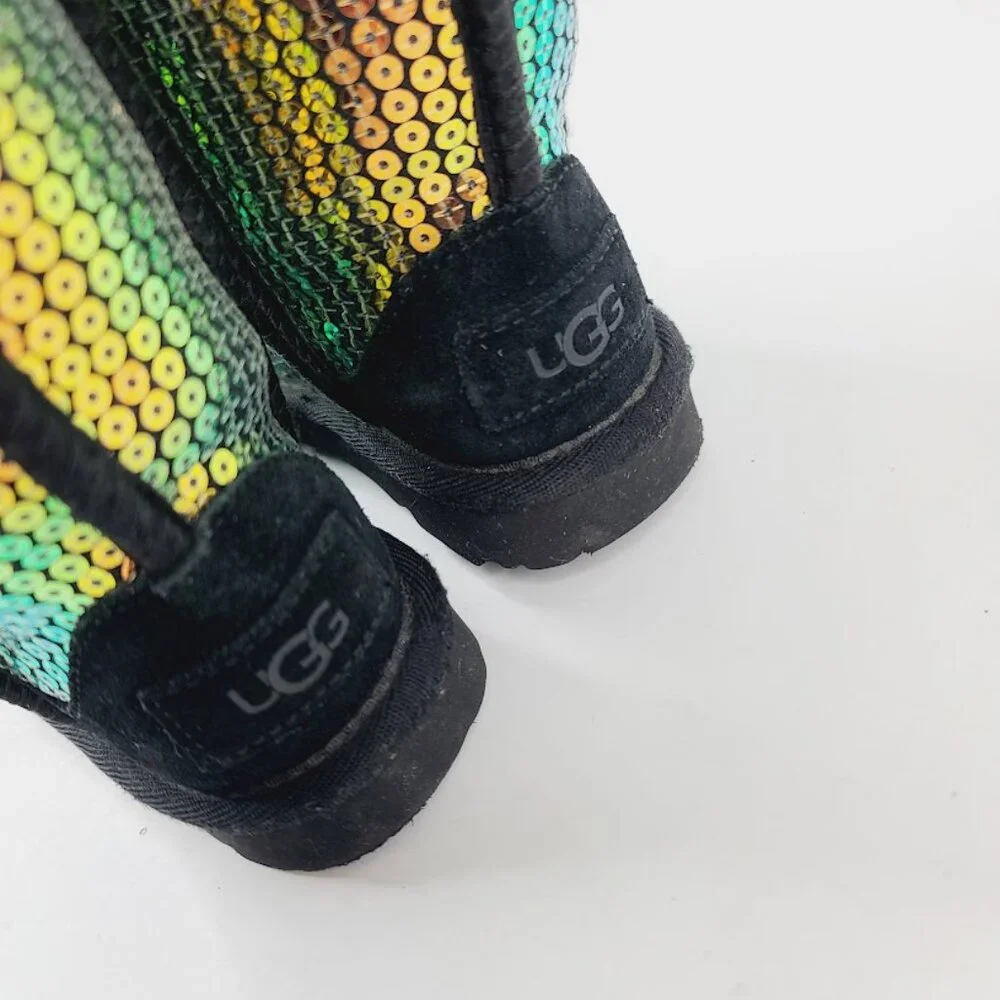 UGG Girl's‎ Multicolor Classic Mini Stelar Sequin Ankle Winter Snow Boots Size 6